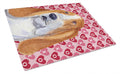 Basset Hound Hearts Love and Valentine's Day Portrait Cutting Board Tempered Glass Kitchen Cutting Surface, Heat Resistant Chopping, Non-Slip Feet, Food Prep & Serving