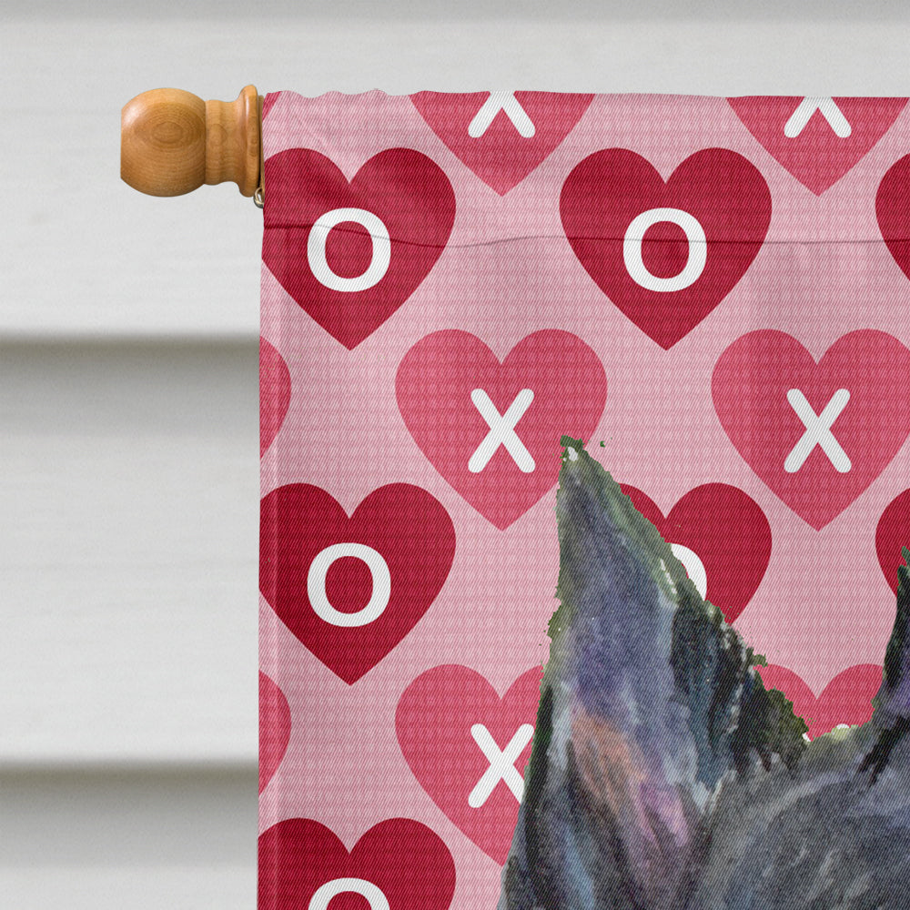 Scottish Terrier Hearts Love Valentine's Day Portrait House Flag 28x40 Porch Sleeve Pole Decorative Outside Yard Banner Artwork Wall Hanging, Polyester
