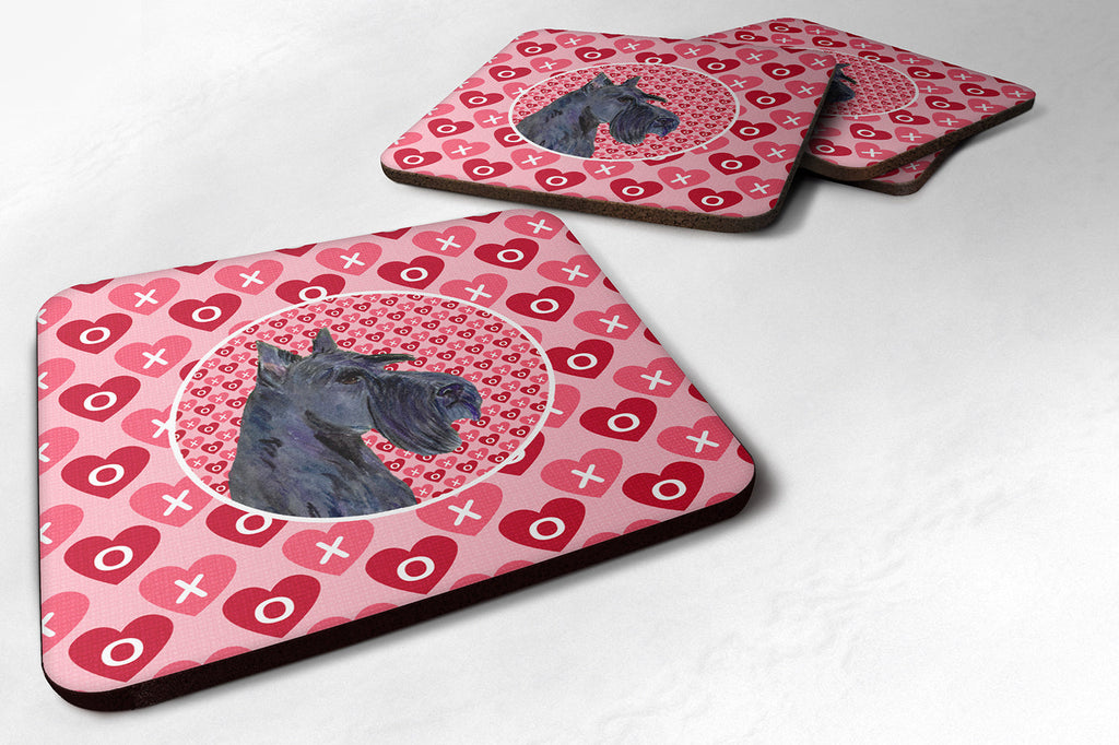 Scottish Terrier Hearts Love Valentine's Day Portrait Foam Coasters Set of 4 Cup Coasters for Indoor Outdoor, Tabletop Protection, Anti Slip, Mouse pad Material