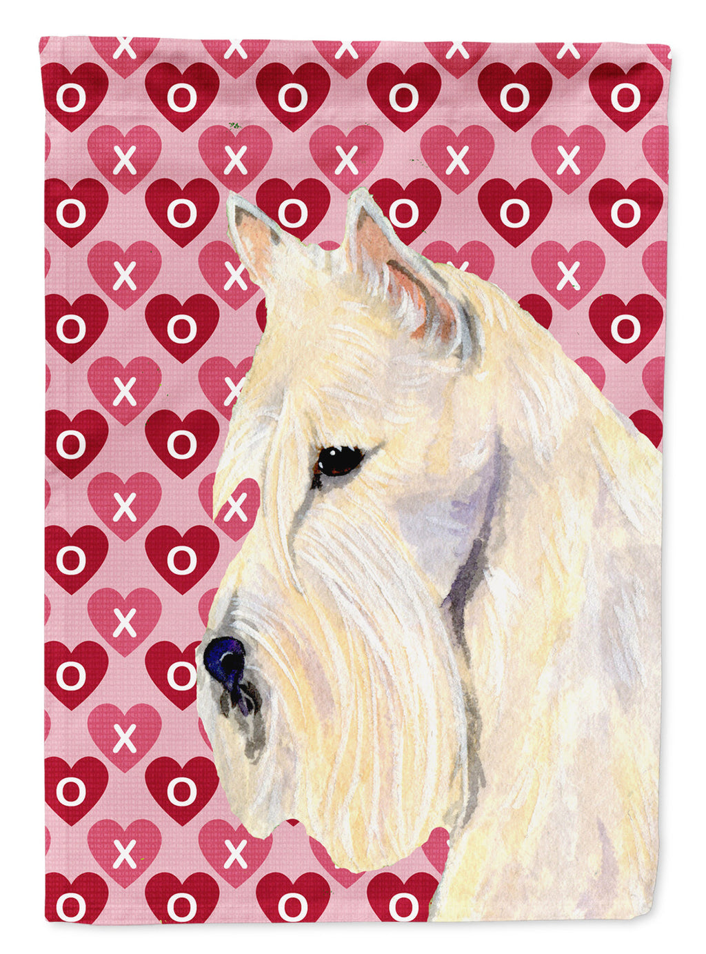 Scottish Terrier Hearts Love Valentine's Day Portrait House Flag 28x40 Porch Sleeve Pole Decorative Outside Yard Banner Artwork Wall Hanging, Polyester