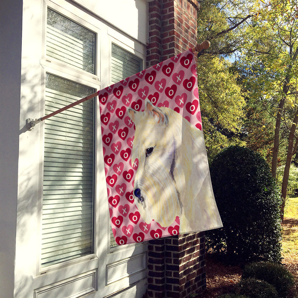 Scottish Terrier Hearts Love Valentine's Day Portrait House Flag 28x40 Porch Sleeve Pole Decorative Outside Yard Banner Artwork Wall Hanging, Polyester