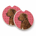 Chesapeake Bay Retriever Hearts Love and Valentine's Day Set of 2 Cup Holder Car Coasters Absorbent Round Sandstone Coasters Gifts for Men or Women, 2.5, Multicolor
