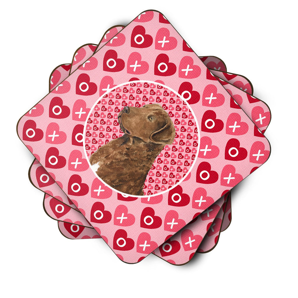 Chesapeake Bay Retriever Hearts Love and Valentine's Day Foam Coasters Set of 4 Cup Coasters for Indoor Outdoor, Tabletop Protection, Anti Slip, Mouse pad Material