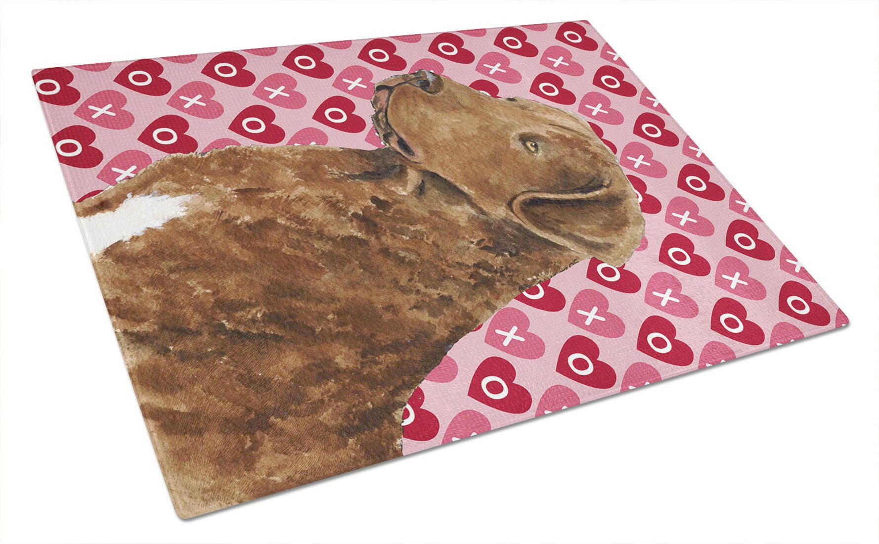 Chesapeake Bay Retriever Hearts Love and Valentine's Day Cutting Board Tempered Glass Kitchen Cutting Surface, Heat Resistant Chopping, Non-Slip Feet, Food Prep & Serving
