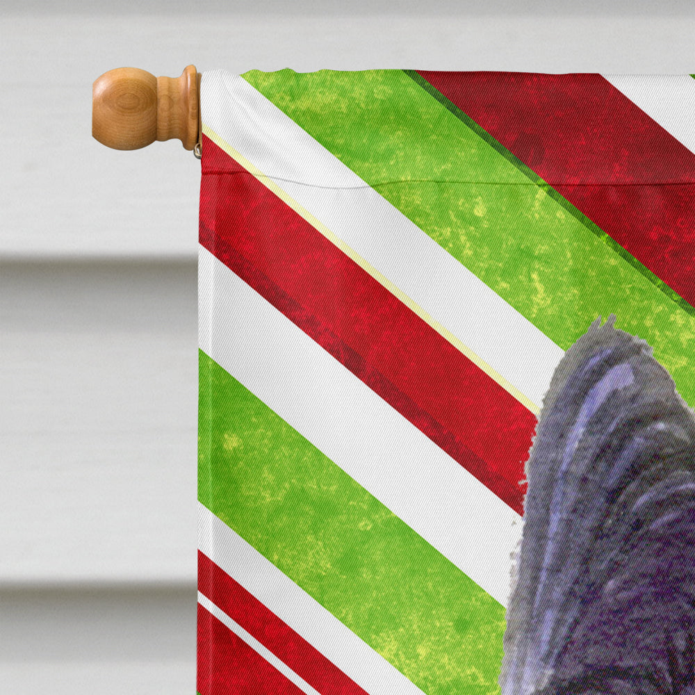 Skye Terrier Candy Cane Holiday Christmas House Flag 28x40 Porch Sleeve Pole Decorative Outside Yard Banner Artwork Wall Hanging, Polyester
