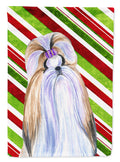 Shih Tzu Candy Cane Holiday Christmas House Flag 28x40 Porch Sleeve Pole Decorative Outside Yard Banner Artwork Wall Hanging, Polyester