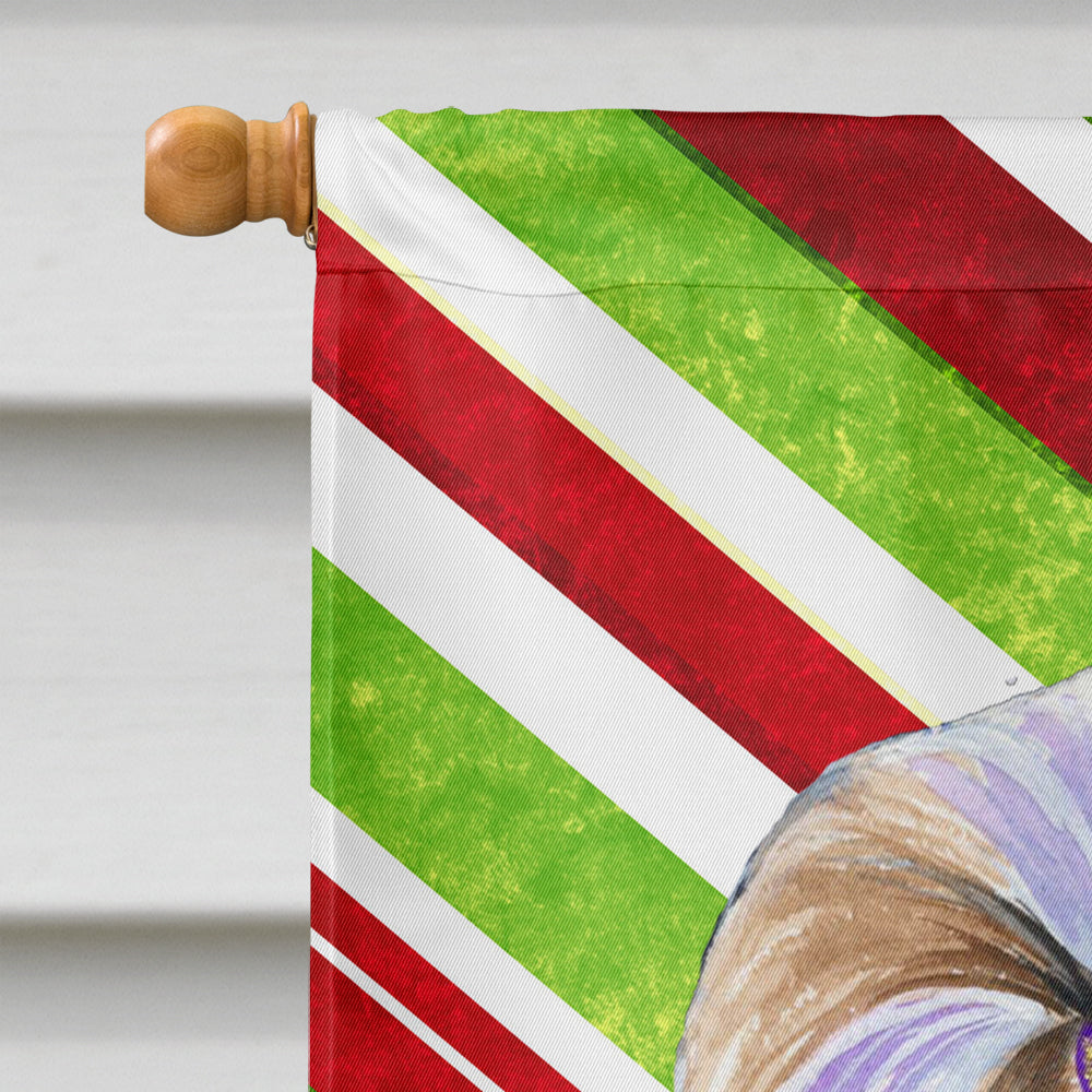 Shih Tzu Candy Cane Holiday Christmas House Flag 28x40 Porch Sleeve Pole Decorative Outside Yard Banner Artwork Wall Hanging, Polyester