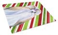 Shih Tzu Candy Cane Holiday Christmas Cutting Board Tempered Glass Kitchen Cutting Surface, Heat Resistant Chopping, Non-Slip Feet, Food Prep & Serving