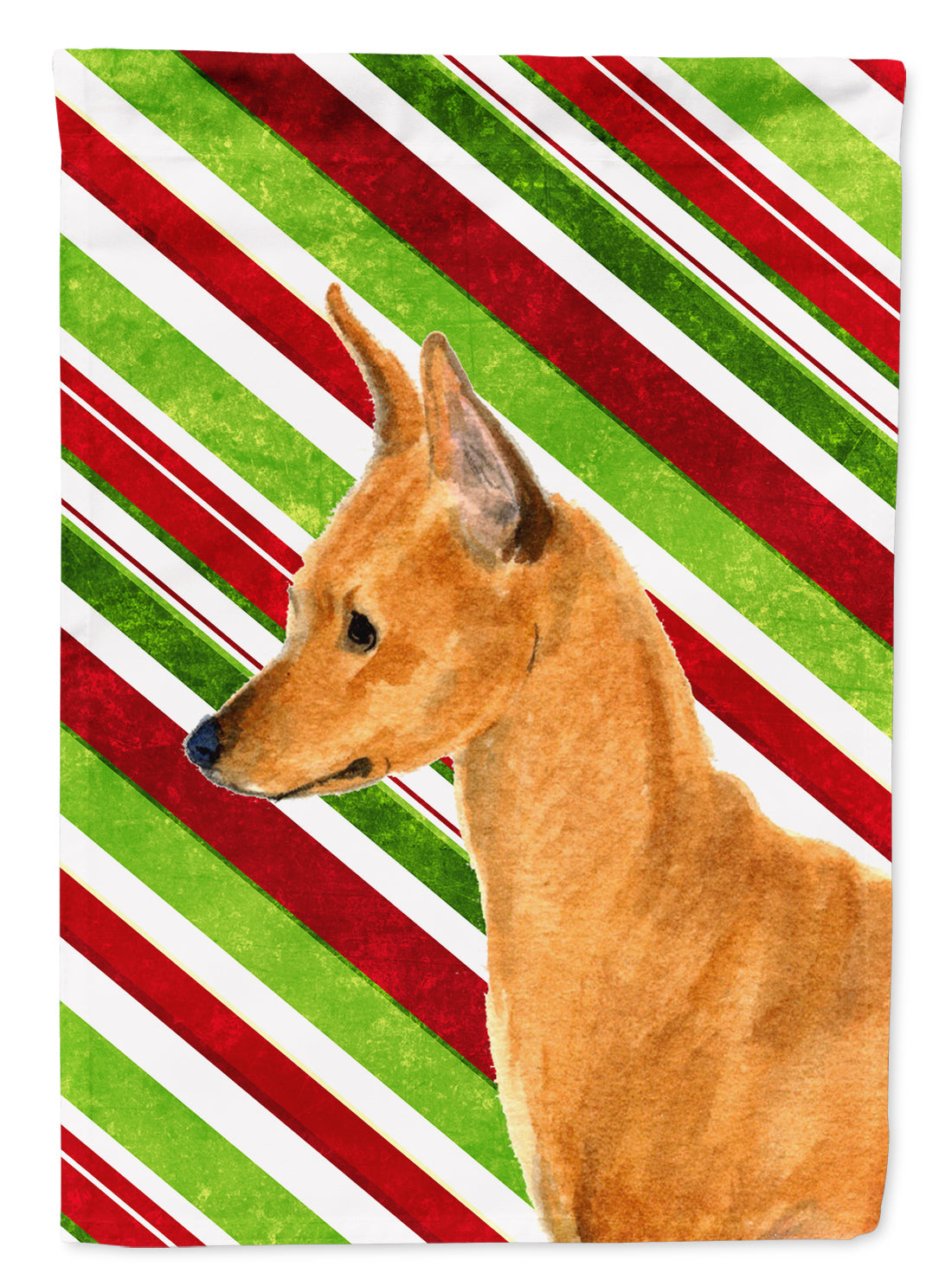 Min Pin Candy Cane Holiday Christmas House Flag 28x40 Porch Sleeve Pole Decorative Outside Yard Banner Artwork Wall Hanging, Polyester