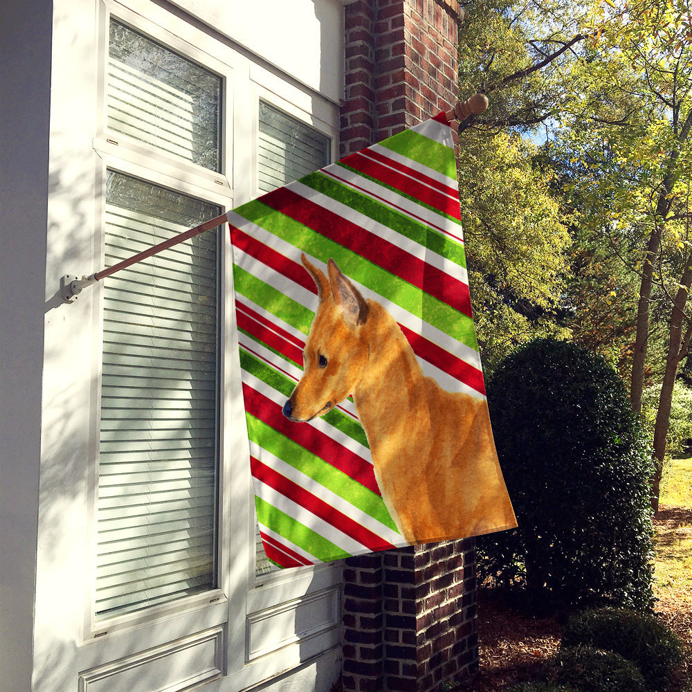 Min Pin Candy Cane Holiday Christmas House Flag 28x40 Porch Sleeve Pole Decorative Outside Yard Banner Artwork Wall Hanging, Polyester