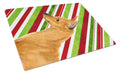 Min Pin Candy Cane Holiday Christmas Cutting Board Tempered Glass Kitchen Cutting Surface, Heat Resistant Chopping, Non-Slip Feet, Food Prep & Serving