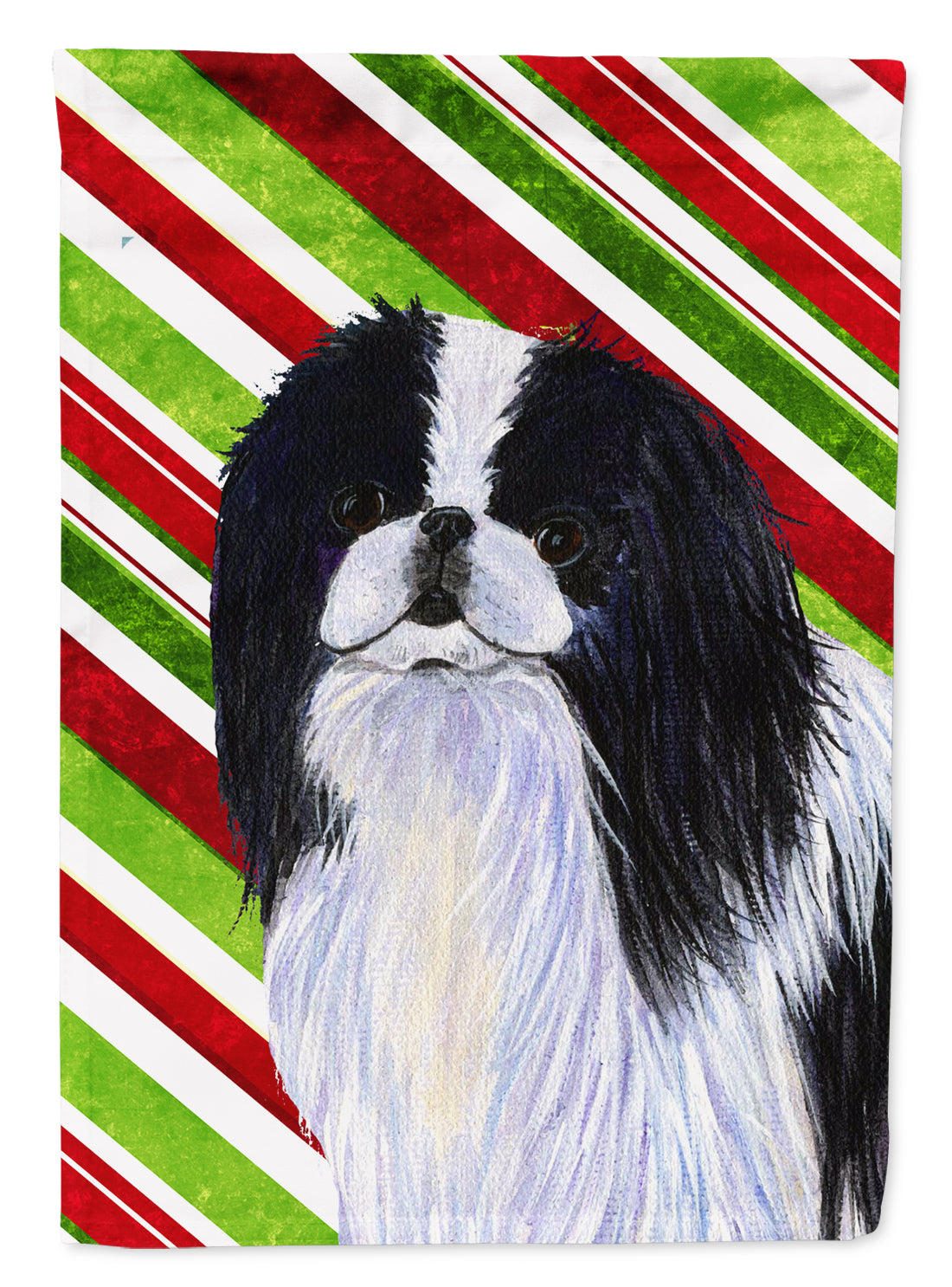 Japanese Chin Candy Cane Holiday Christmas House Flag 28x40 Porch Sleeve Pole Decorative Outside Yard Banner Artwork Wall Hanging, Polyester
