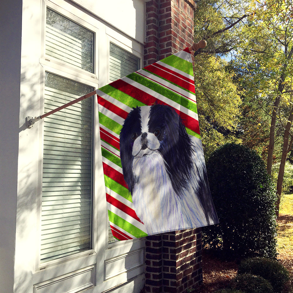 Japanese Chin Candy Cane Holiday Christmas House Flag 28x40 Porch Sleeve Pole Decorative Outside Yard Banner Artwork Wall Hanging, Polyester
