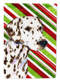 Dalmatian Candy Cane Holiday Christmas House Flag 28x40 Porch Sleeve Pole Decorative Outside Yard Banner Artwork Wall Hanging, Polyester