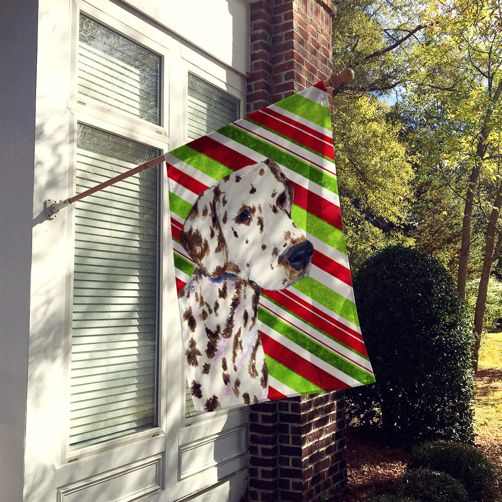 Dalmatian Candy Cane Holiday Christmas House Flag 28x40 Porch Sleeve Pole Decorative Outside Yard Banner Artwork Wall Hanging, Polyester