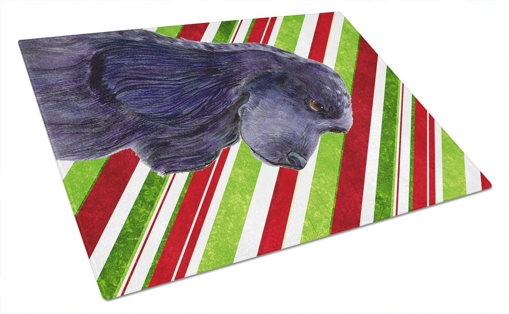 Cocker Spaniel Candy Cane Holiday Christmas Cutting Board Tempered Glass Kitchen Cutting Surface, Heat Resistant Chopping, Non-Slip Feet, Food Prep & Serving