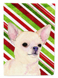Chihuahua Candy Cane Holiday Christmas House Flag 28x40 Porch Sleeve Pole Decorative Outside Yard Banner Artwork Wall Hanging, Polyester
