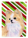Chihuahua Candy Cane Holiday Christmas House Flag 28x40 Porch Sleeve Pole Decorative Outside Yard Banner Artwork Wall Hanging, Polyester