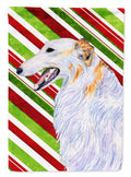 Borzoi Candy Cane Holiday Christmas House Flag 28x40 Porch Sleeve Pole Decorative Outside Yard Banner Artwork Wall Hanging, Polyester