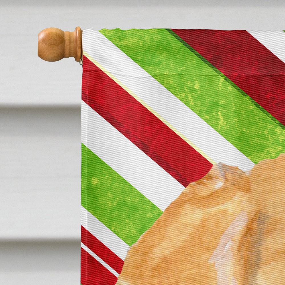 Golden Retriever Candy Cane Holiday Christmas House Flag 28x40 Porch Sleeve Pole Decorative Outside Yard Banner Artwork Wall Hanging, Polyester