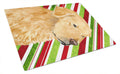 Golden Retriever Candy Cane Holiday Christmas Cutting Board Tempered Glass Kitchen Cutting Surface, Heat Resistant Chopping, Non-Slip Feet, Food Prep & Serving
