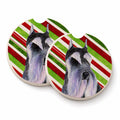 Schnauzer Candy Cane Holiday Christmas Set of 2 Cup Holder Car Coasters Absorbent Round Sandstone Coasters Gifts for Men or Women, 2.5, Multicolor
