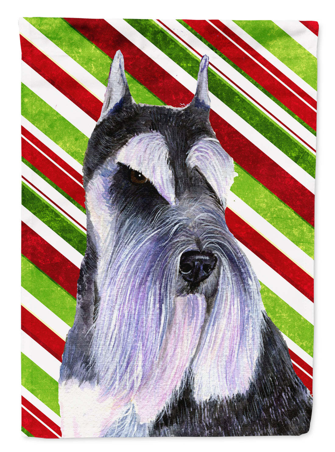 Schnauzer Candy Cane Holiday Christmas House Flag 28x40 Porch Sleeve Pole Decorative Outside Yard Banner Artwork Wall Hanging, Polyester