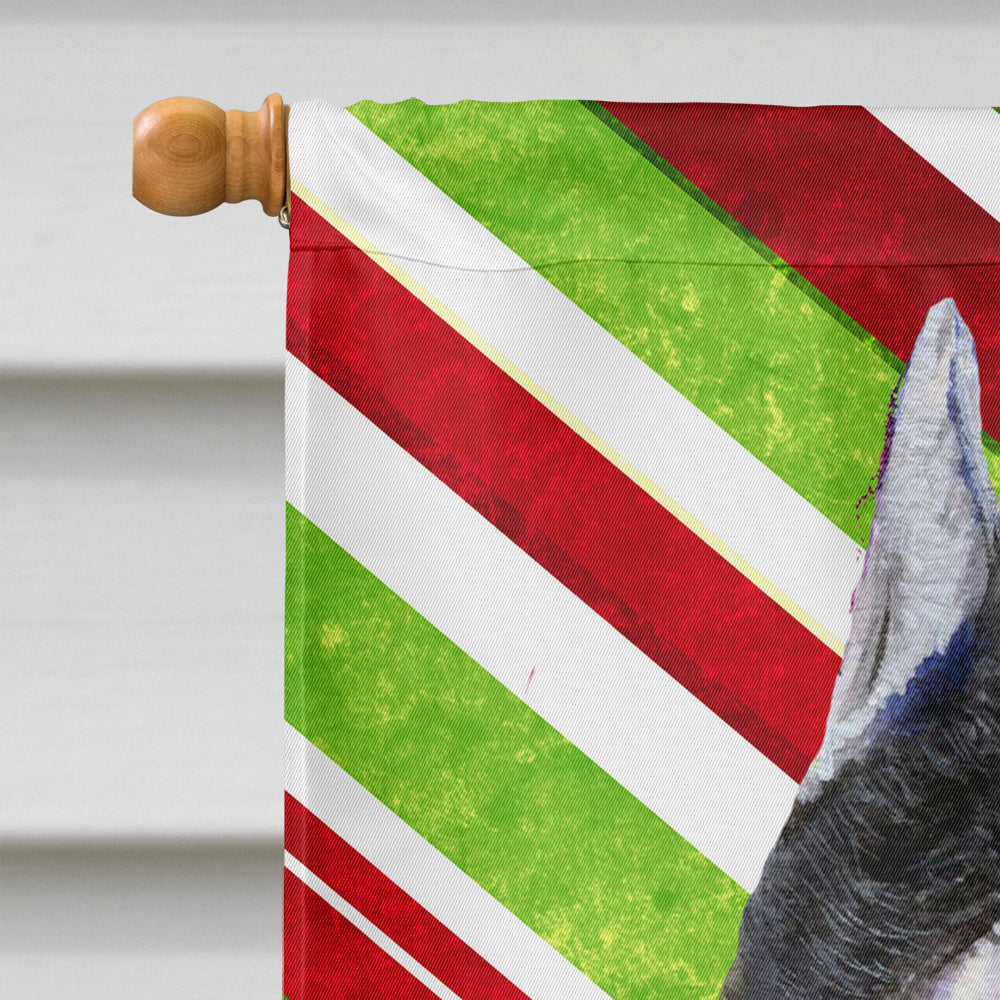 Schnauzer Candy Cane Holiday Christmas House Flag 28x40 Porch Sleeve Pole Decorative Outside Yard Banner Artwork Wall Hanging, Polyester