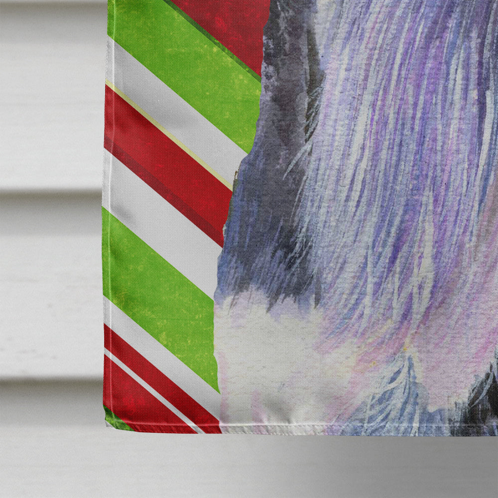 Schnauzer Candy Cane Holiday Christmas House Flag 28x40 Porch Sleeve Pole Decorative Outside Yard Banner Artwork Wall Hanging, Polyester