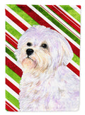 Maltese Candy Cane Holiday Christmas House Flag 28x40 Porch Sleeve Pole Decorative Outside Yard Banner Artwork Wall Hanging, Polyester