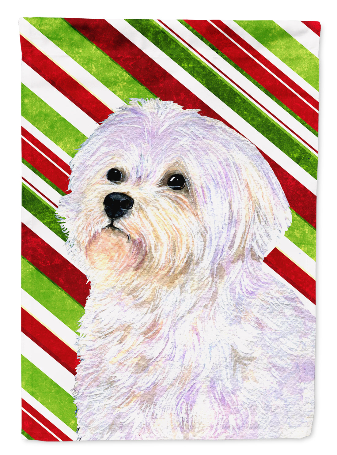 Maltese Candy Cane Holiday Christmas House Flag 28x40 Porch Sleeve Pole Decorative Outside Yard Banner Artwork Wall Hanging, Polyester
