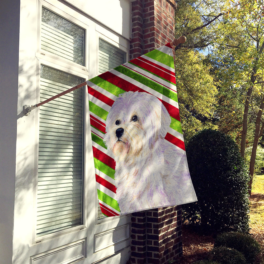Maltese Candy Cane Holiday Christmas House Flag 28x40 Porch Sleeve Pole Decorative Outside Yard Banner Artwork Wall Hanging, Polyester