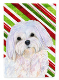 Maltese Candy Cane Holiday Christmas House Flag 28x40 Porch Sleeve Pole Decorative Outside Yard Banner Artwork Wall Hanging, Polyester