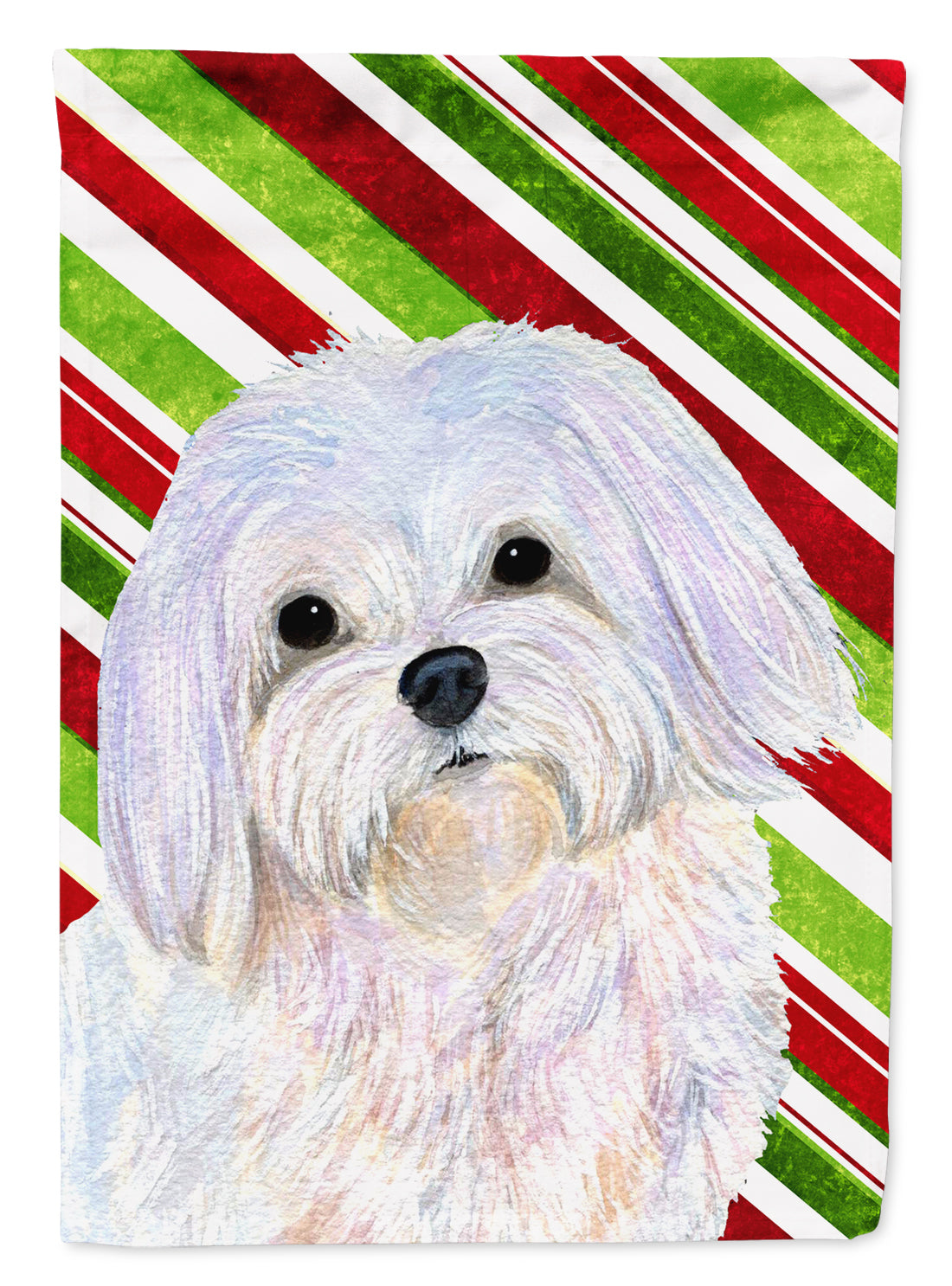 Maltese Candy Cane Holiday Christmas House Flag 28x40 Porch Sleeve Pole Decorative Outside Yard Banner Artwork Wall Hanging, Polyester
