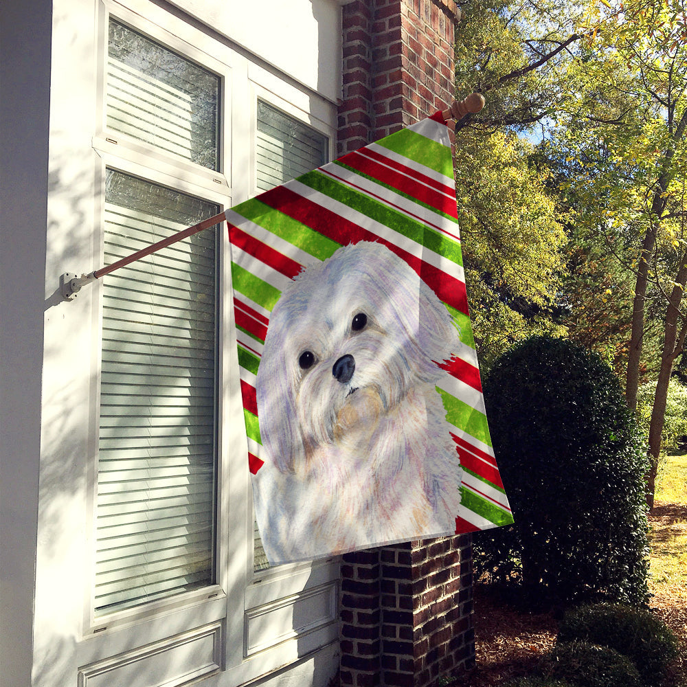 Maltese Candy Cane Holiday Christmas House Flag 28x40 Porch Sleeve Pole Decorative Outside Yard Banner Artwork Wall Hanging, Polyester