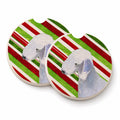Bedlington Terrier Candy Cane Holiday Christmas Set of 2 Cup Holder Car Coasters Absorbent Round Sandstone Coasters Gifts for Men or Women, 2.5, Multicolor