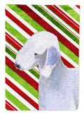 Bedlington Terrier Candy Cane Holiday Christmas House Flag 28x40 Porch Sleeve Pole Decorative Outside Yard Banner Artwork Wall Hanging, Polyester