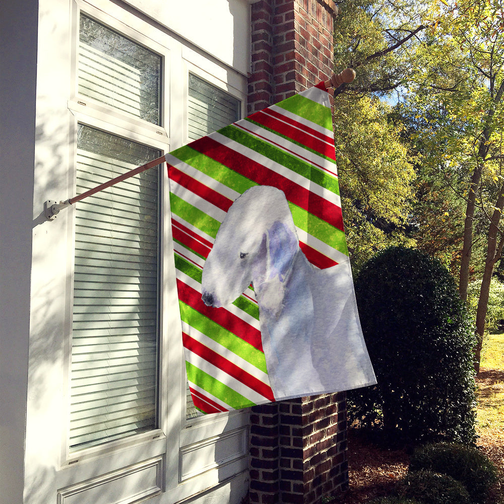 Bedlington Terrier Candy Cane Holiday Christmas House Flag 28x40 Porch Sleeve Pole Decorative Outside Yard Banner Artwork Wall Hanging, Polyester