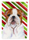 Bulldog English Candy Cane Holiday Christmas House Flag 28x40 Porch Sleeve Pole Decorative Outside Yard Banner Artwork Wall Hanging, Polyester