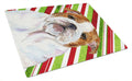 Bulldog English Candy Cane Holiday Christmas Cutting Board Tempered Glass Kitchen Cutting Surface, Heat Resistant Chopping, Non-Slip Feet, Food Prep & Serving