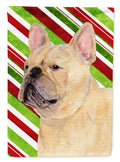 French Bulldog Candy Cane Holiday Christmas House Flag 28x40 Porch Sleeve Pole Decorative Outside Yard Banner Artwork Wall Hanging, Polyester