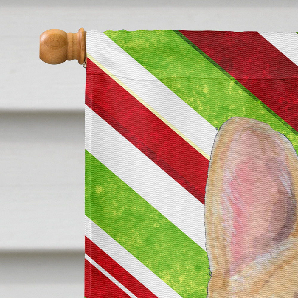 French Bulldog Candy Cane Holiday Christmas House Flag 28x40 Porch Sleeve Pole Decorative Outside Yard Banner Artwork Wall Hanging, Polyester