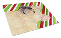 French Bulldog Candy Cane Holiday Christmas Cutting Board Tempered Glass Kitchen Cutting Surface, Heat Resistant Chopping, Non-Slip Feet, Food Prep & Serving