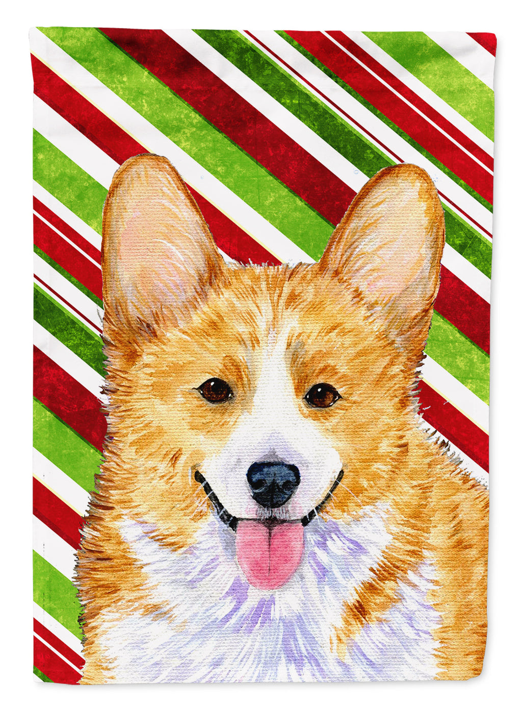 Corgi Candy Cane Holiday Christmas House Flag 28x40 Porch Sleeve Pole Decorative Outside Yard Banner Artwork Wall Hanging, Polyester
