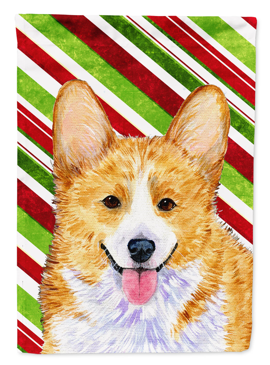 Corgi Candy Cane Holiday Christmas House Flag 28x40 Porch Sleeve Pole Decorative Outside Yard Banner Artwork Wall Hanging, Polyester