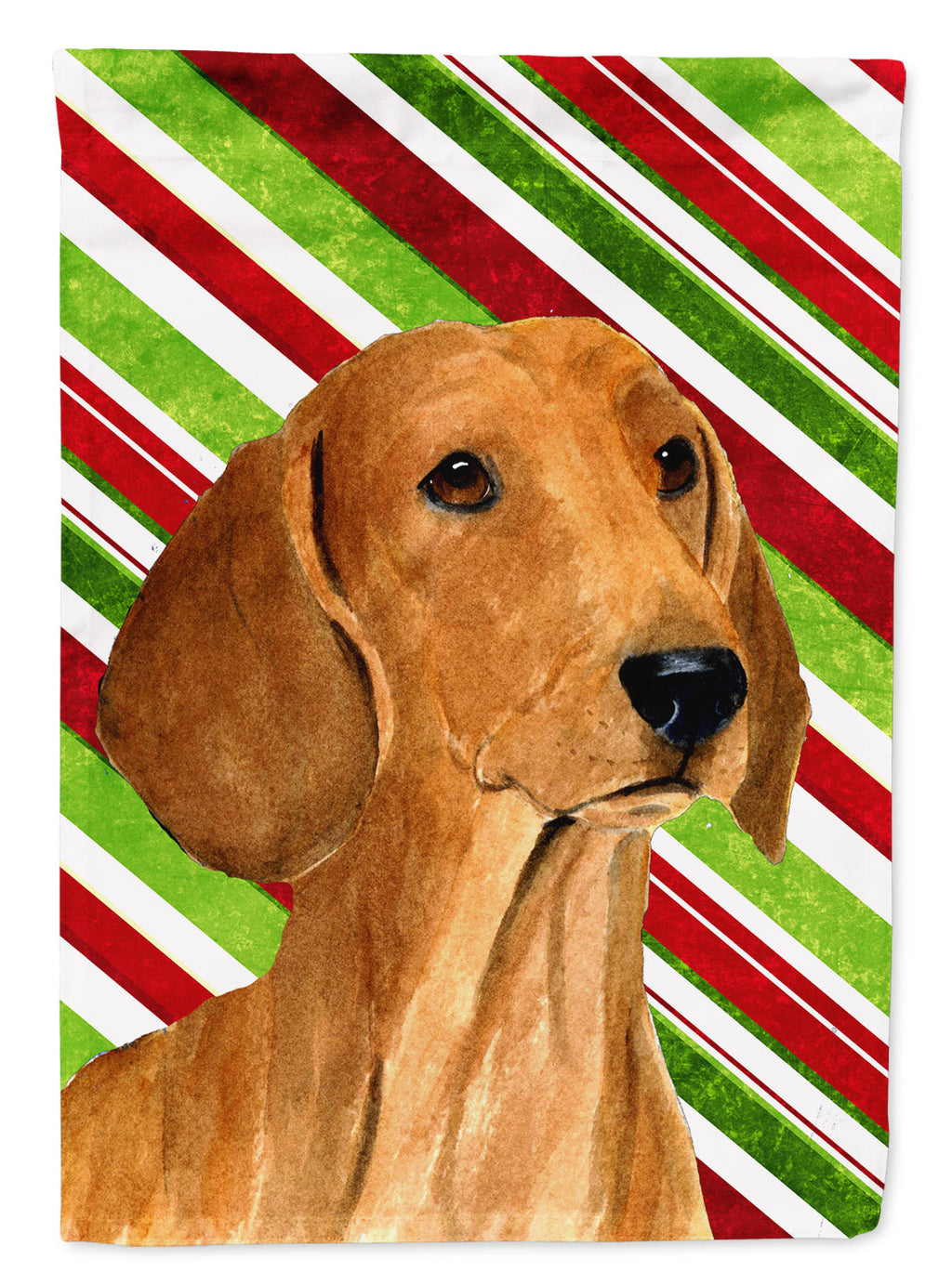 Dachshund Candy Cane Holiday Christmas House Flag 28x40 Porch Sleeve Pole Decorative Outside Yard Banner Artwork Wall Hanging, Polyester