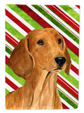 Dachshund Candy Cane Holiday Christmas House Flag 28x40 Porch Sleeve Pole Decorative Outside Yard Banner Artwork Wall Hanging, Polyester