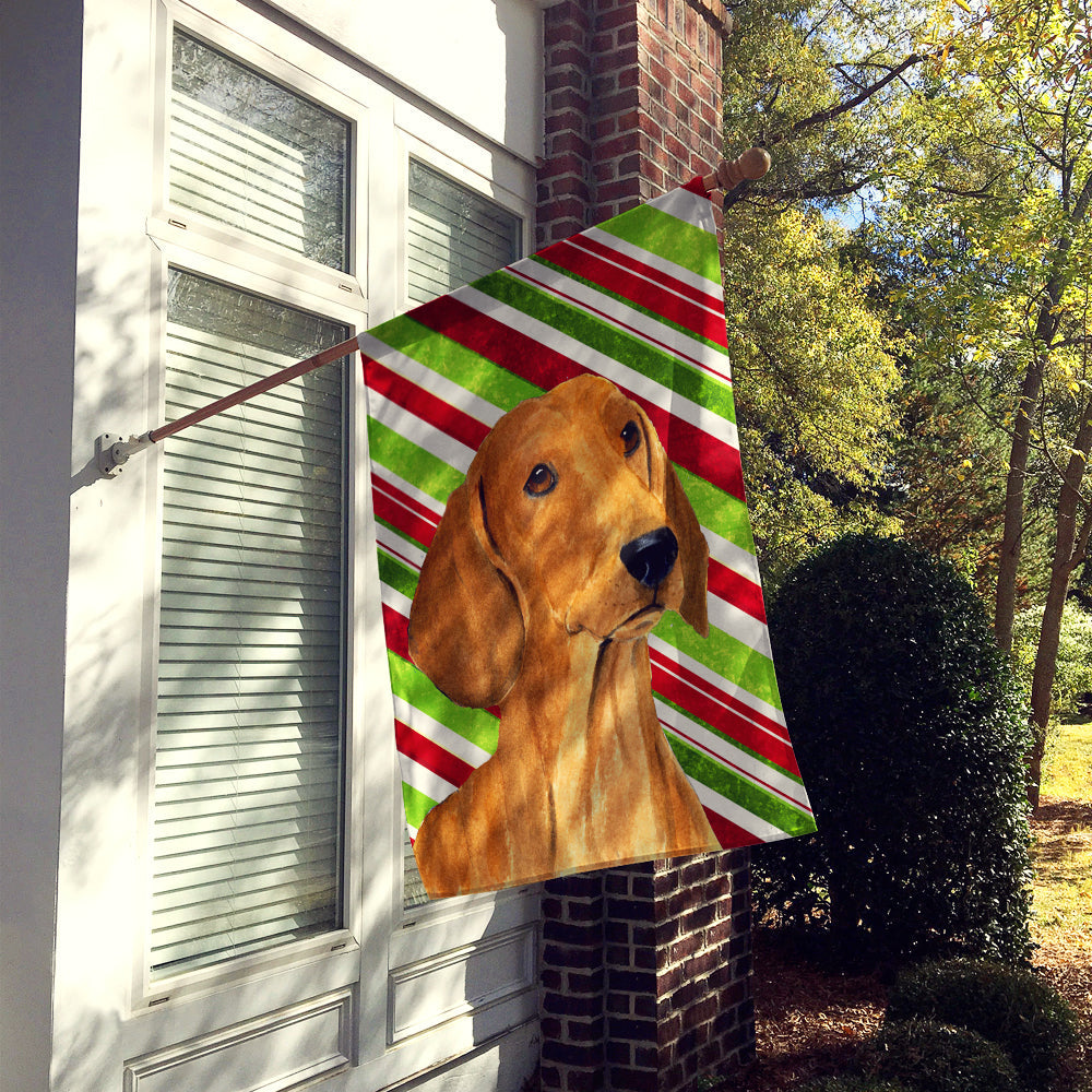 Dachshund Candy Cane Holiday Christmas House Flag 28x40 Porch Sleeve Pole Decorative Outside Yard Banner Artwork Wall Hanging, Polyester