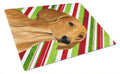 Dachshund Candy Cane Holiday Christmas Cutting Board Tempered Glass Kitchen Cutting Surface, Heat Resistant Chopping, Non-Slip Feet, Food Prep & Serving