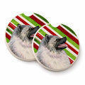 Keeshond Candy Cane Holiday Christmas Set of 2 Cup Holder Car Coasters Absorbent Round Sandstone Coasters Gifts for Men or Women, 2.5, Multicolor
